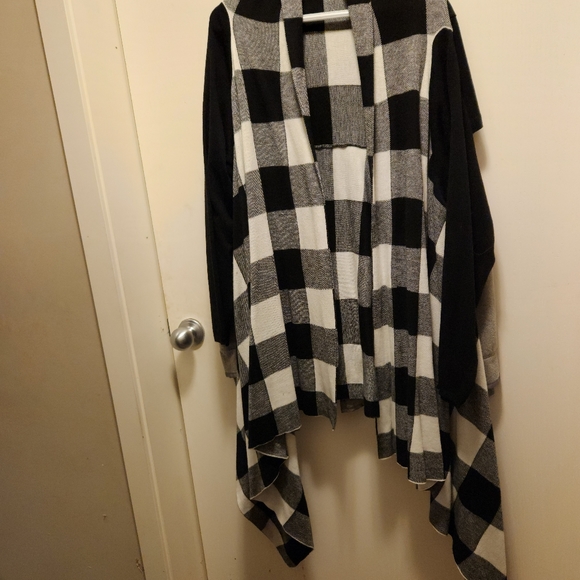 Plaid Drape front cardigan - Picture 2 of 2